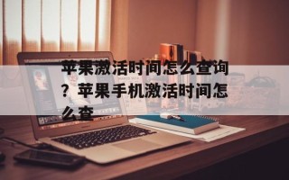 苹果激活时间怎么查询？苹果手机激活时间怎么查