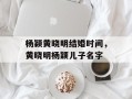 杨颖黄晓明结婚时间，黄晓明杨颖儿子名字