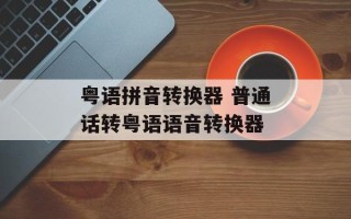 粤语拼音转换器 普通话转粤语语音转换器