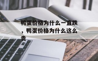 鸭蛋价格为什么一直跌，鸭蛋价格为什么这么贵
