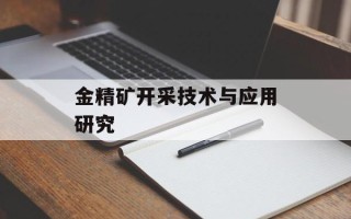 金精矿开采技术与应用研究