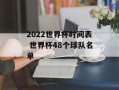2022世界杯时间表 世界杯48个球队名单