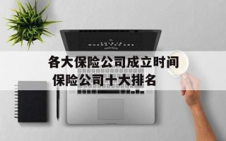 各大保险公司成立时间 保险公司十大排名