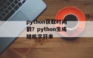 python获取时间戳？python生成随机字符串