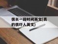 很长一段时间英文(真的很吓人英文)