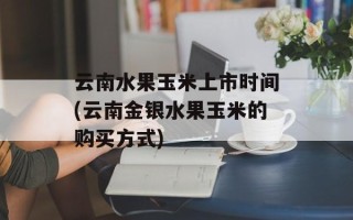 云南水果玉米上市时间(云南金银水果玉米的购买方式)
