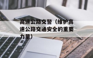 高速公路交警（维护高速公路交通安全的重要力量）